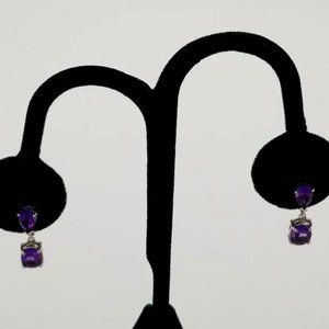💜Sterling Silver and Amethyst Dangle Drop Post Earrings💜
